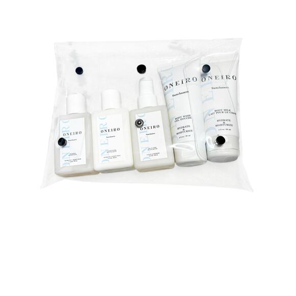 Oneiro Sunchasers Ready To Go All Natural Body & Hair 5 Pc & Bag Set Travel Kit - Picture 1 of 4
